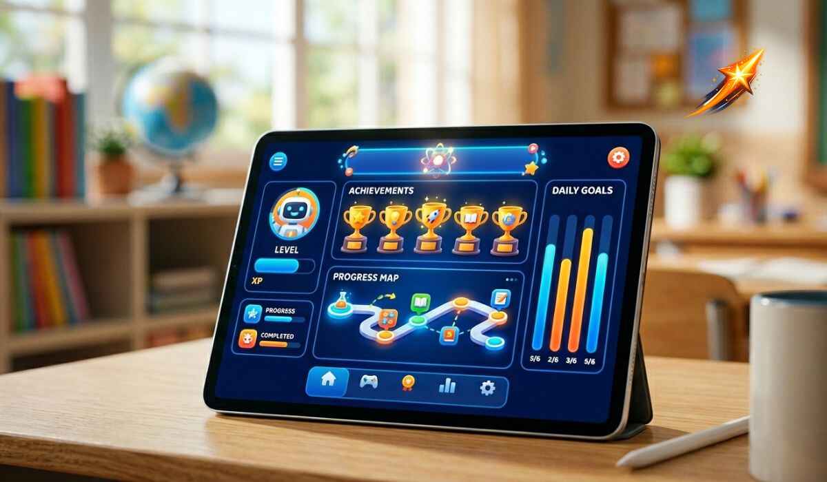 Blooket Dashboard showing game statistics, classroom activities, and learning progress