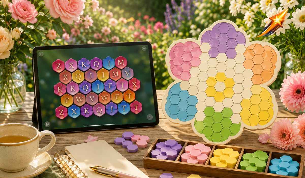 Blossom Game flower-themed word puzzle game with daily challenges