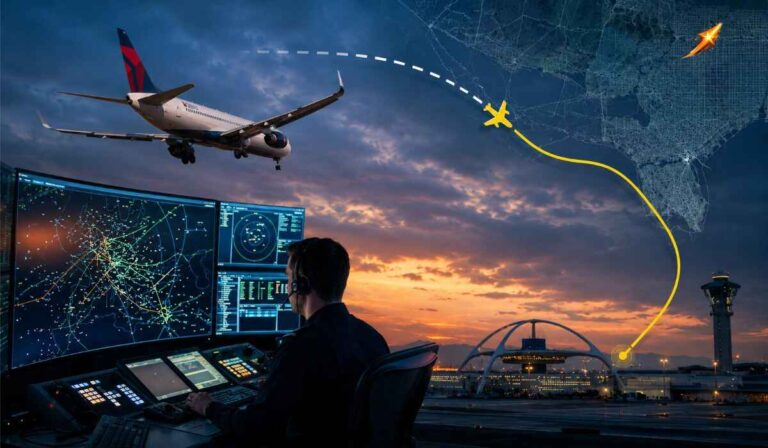 Delta Flight DL275 Diverted LAX flight diversion monitored by air traffic control