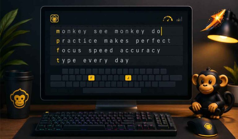 Monkey Type typing test platform for improving typing speed and accuracy